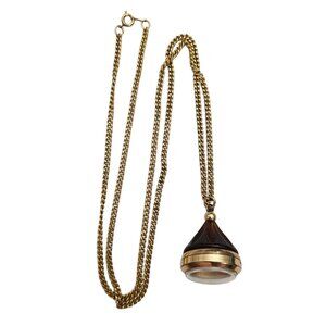 Harman Watch Pendant Bakelite Automatic Second Hand 1/20 12KT Gold Chain Necklac